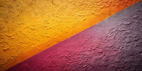 Textured Wall Painted with Diagonal Division of Yellow and Pink Colors