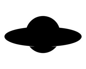 Silhouette of an alien spacecraft in black on white background for extraterrestrial exploration