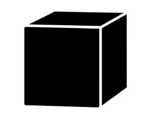 Black cube illustration against a white background perfect for 3D modeling
