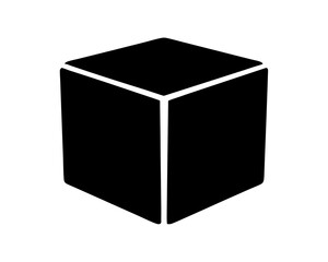 Black cube with a minimalist design, set against a white background