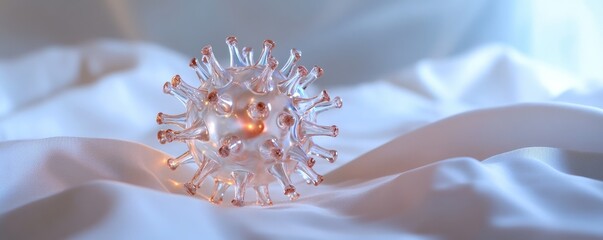 Transparent virus model on white fabric concept of disease and health