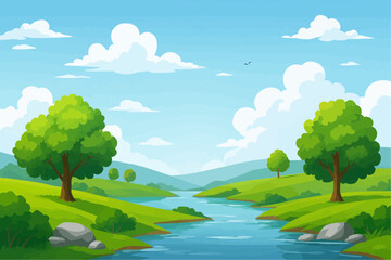 landscape with trees and blue sky