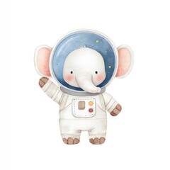 Cute Elephant Astronaut in Space