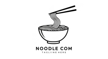 Abstract Noodles Bowl Outline Vector Illustration on Transparent Background