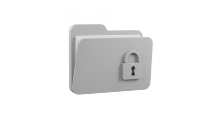 3D Rendering Secure Gray Folder with Lock Data File Protection