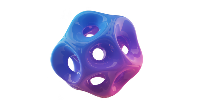 Abstract Shape 3D Render Isolated Design on Transparent Background