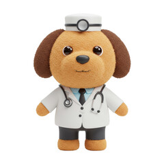 Cartoon Dog Doctor with Stethoscope and Uniform on Transparent BG