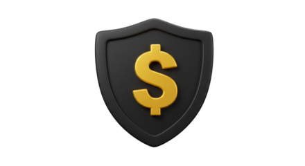 3D Shield Gold Dollar Symbol for Finance and Protection PNG