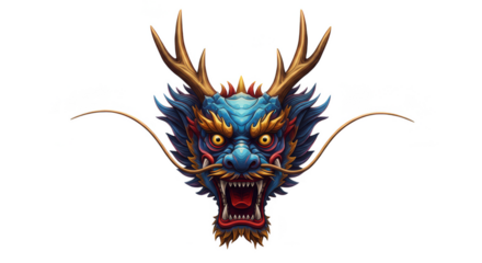 Blue Dragon Head Illustration Animal Mythical Chinese Monster Asian