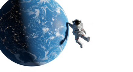 Astronaut in Spacesuit Floating near the Blue Planet Illustration PNG