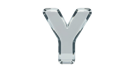 Fototapeta premium 3D Shiny Glass Letter Y Isolated Alphabet Character Transparent