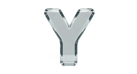 3D Shiny Glass Letter Y Isolated Alphabet Character Transparent