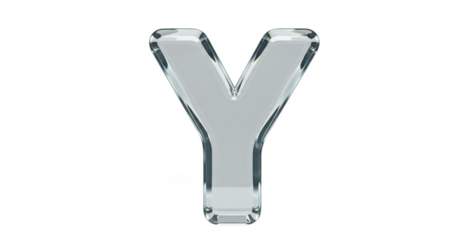 3D Shiny Glass Letter Y Isolated Alphabet Character Transparent