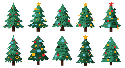 Christmas Trees Holiday Decoration Festive Season Isolated Illustration