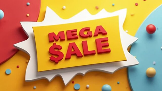 Colorful promotional display for mega sale event on vibrant background   - Powered by Adobe