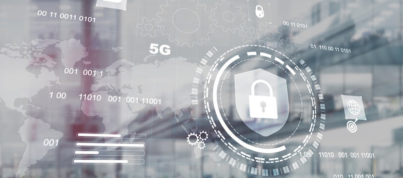 Cyber Security Encrypted Technology, Digital Information Protected Information privacy antivirus - Powered by Adobe