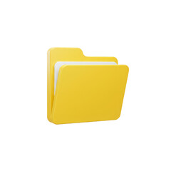 3d Yellow File Folder Document Icon Open Transparent Background