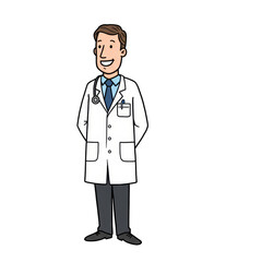 Fototapeta premium Cartoon Doctor Medical Coat Stethoscope Medicine White Isolated Illustration