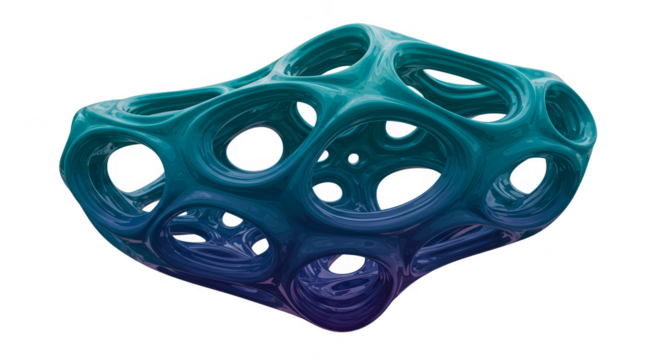 Abstract 3D Blue Hollow Shape Transparent Background Design