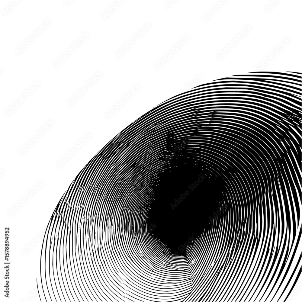 Poster abstract swirl pattern with concentric lines creating a vortex effect in black and white tones image
