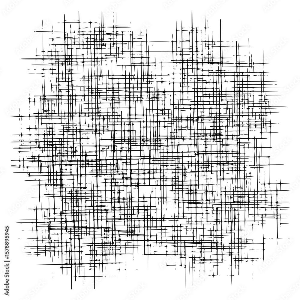 Poster abstract black lines creating a dense network on a white background forming an intricate pattern des