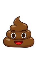 Cute Kawaii Poop Cartoon Character Emoji Vector Illustration