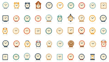 Seamless vector set of Clock and watch icons .
