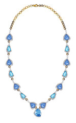 Jewelry design modern art necklace with blue topaz and blue sapphire by hand drawn.