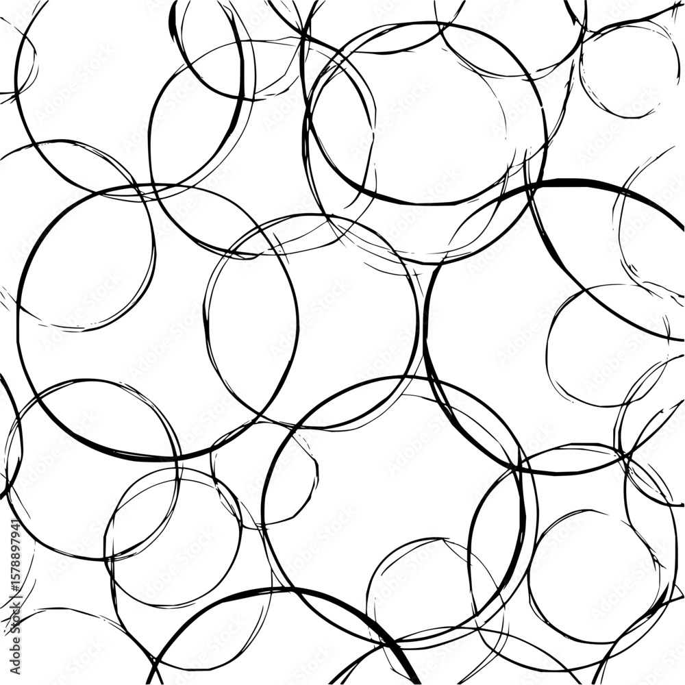 Poster abstract background with overlapping black circles creating a dynamic and modern visual texture desi