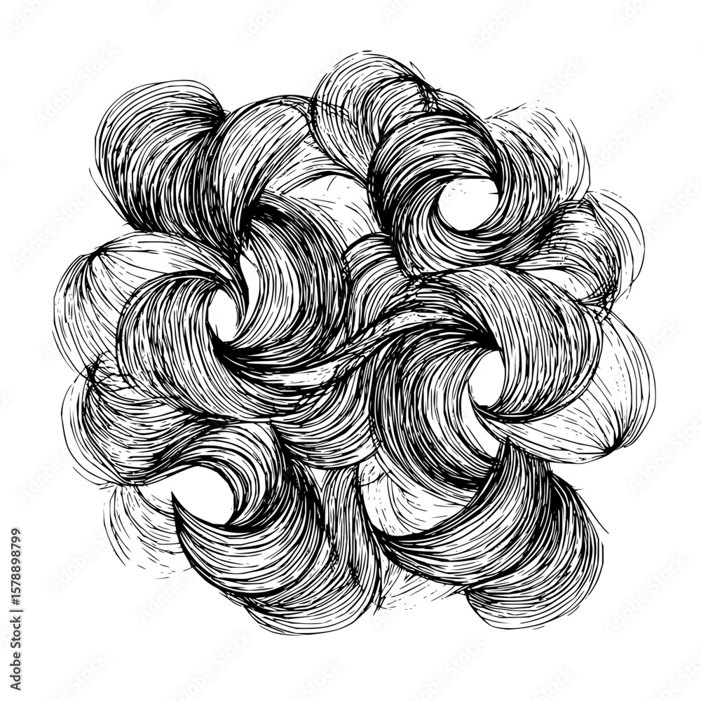Poster an artistic rendering of swirling vortexes and lines creating a dynamic abstract composition drawing