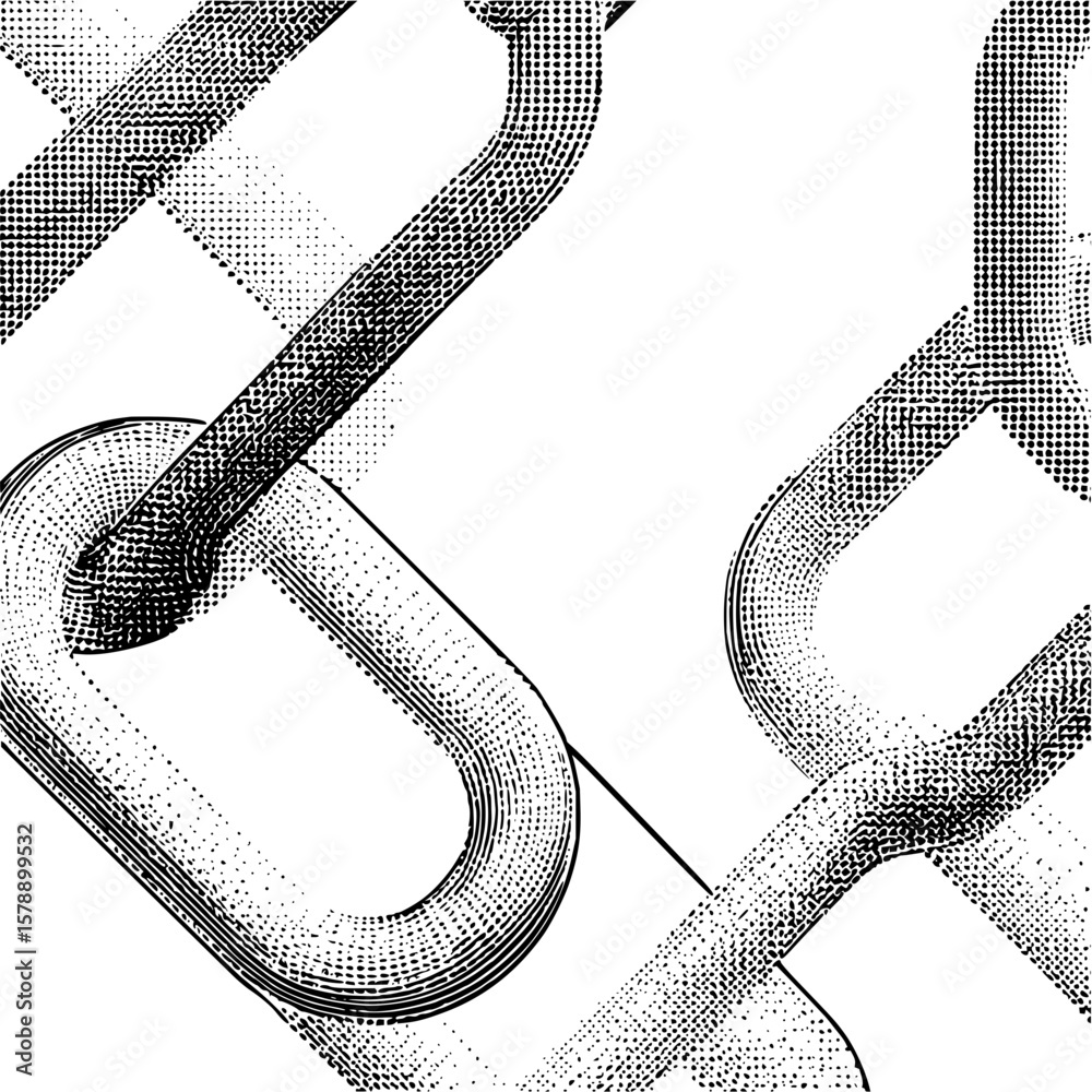 Poster halftone pattern illustration of interconnected chain links on a white background design element