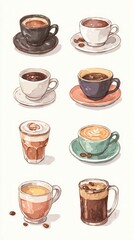 Obraz premium Close-up of various types of coffee