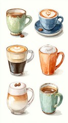 Close-up of various types of coffee