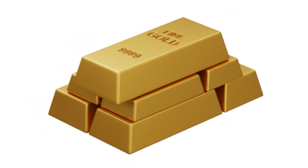 Golden Bullion Ingots Stack Wealth Investment Transparent Background 3D