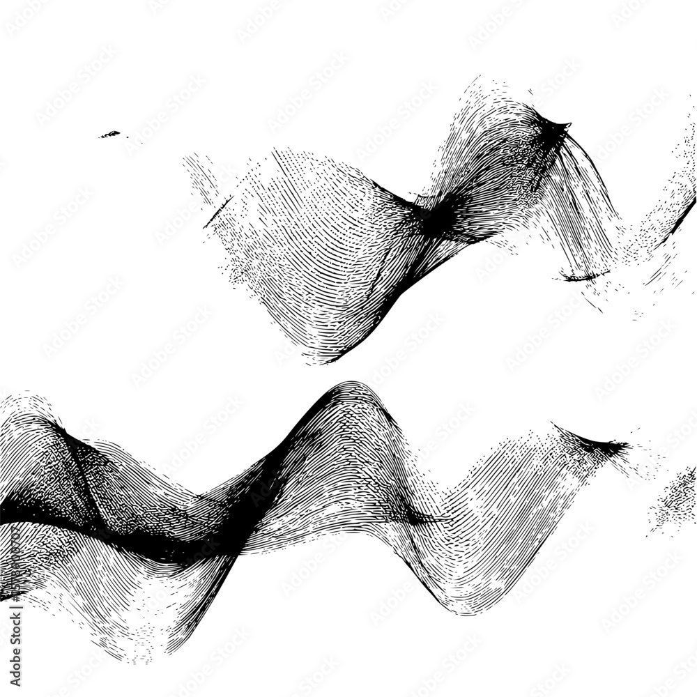Poster abstract black and white wavy lines creating a textured pattern on a white background design element