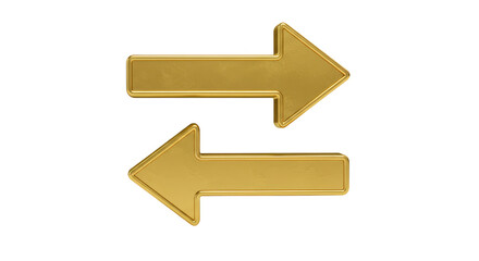 Golden Arrow Recycle Icon 3D Illustration, Exchange Direction Sign