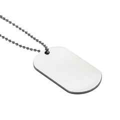 Fototapeta premium Blank Silver Metal Dog Tag Pendant Chain for Identification Isolated