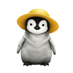 Fototapeta premium Cute Penguin with Yellow Hat Illustration Transparent Background