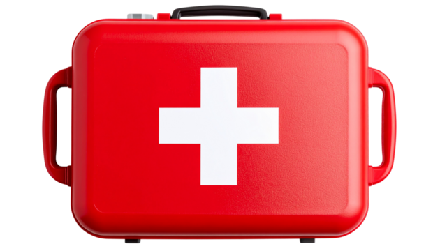 "First Aid Kit Box in Red – Emergency Medical PNG"