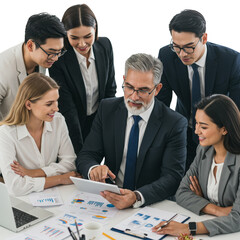 Fototapeta premium Business Team Collaboration in Meeting with Tablet PNG Transparent