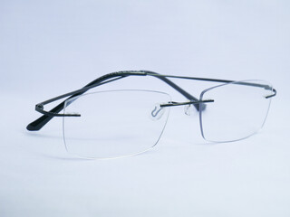 Elegant Rimless Eyeglasses Front view on White Background