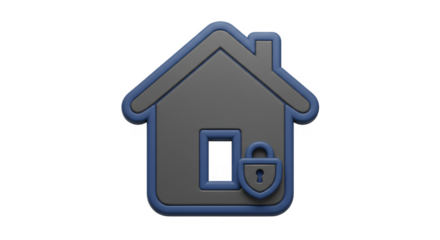 House Lock Icon 3D Illustration Security Home Protection Privacy