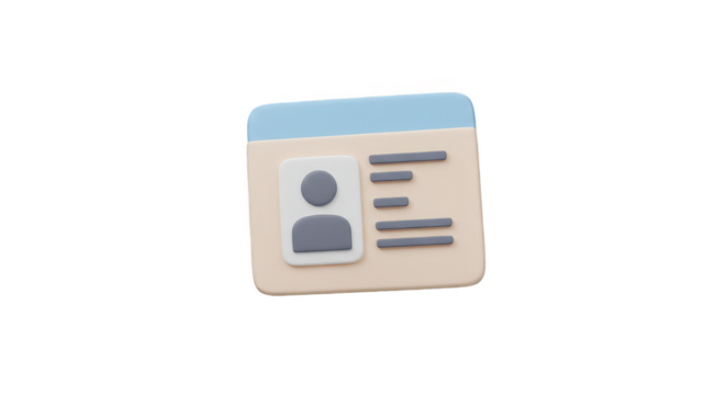 Identity Card Profile 3D Render with User Avatar Transparent Background