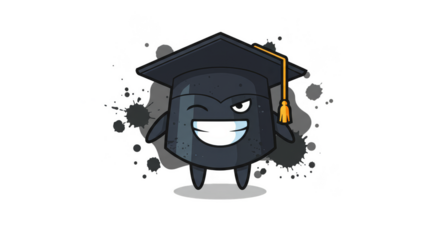 Cartoon Graduation Character with Mortarboard Hat Celebrating Success