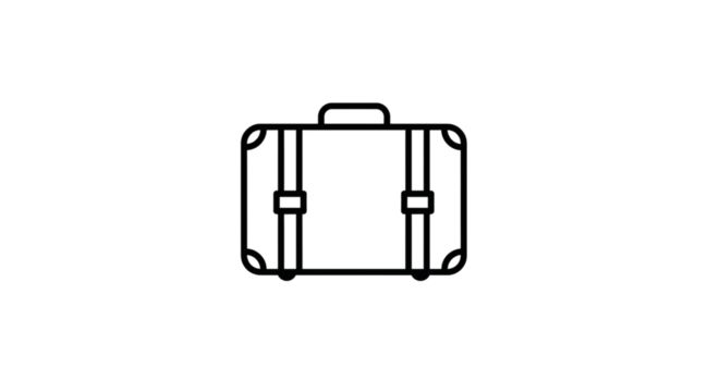 Illustration Black And White Outline Briefcase Isolated On Transparent Background