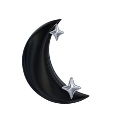 3D Y2K Style Moon with Star Illustration