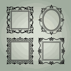 Elegant Collection of Four Ornate Decorative Frames for Design Projects.