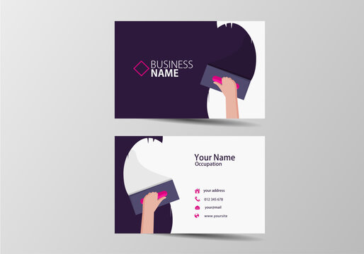 trowel plastering modern business card. facade work visiting card template two sides 