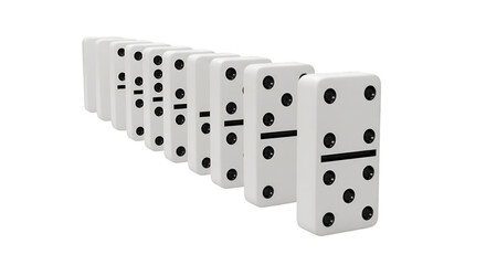 Illustration of Dominoes in White and Black Dots Isolated Background