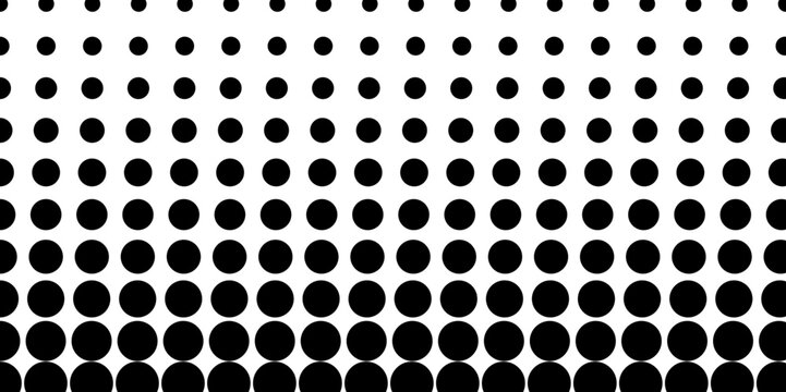 Abstract Minimalist Dots Shapes. Abstract Black Circles Seamless Pattern, Retro pixelated backdrop. Anime or manga style comic overlay. Vector graphic design textured template
